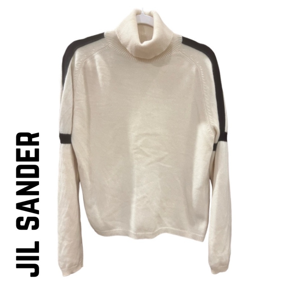 Jil Sander Cream and Black Turtleneck Sweater